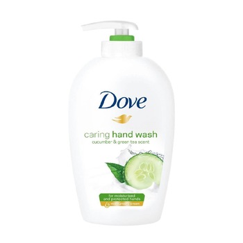 Sapun Lichid DOVE Go Fresh, Cantitate 250 ml, Parfum de Castravete si Ceai Verde, pentru Maini, cu Pompita Sapun Lichid DOVE Go Fresh, Cantitate 250 ml, Parfum de Castravete si Ceai Verde, pentru Maini, cu Pompita