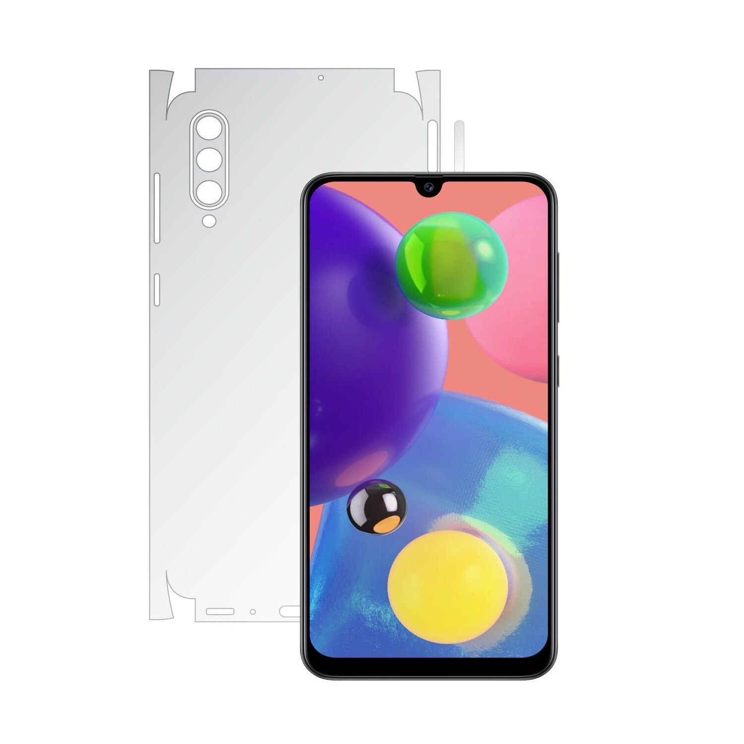 Folie Protectie Spate Invisible Skinz UHD AutoRegeneranta pentru Samsung Galaxy A70s - Folie Siliconica Ultra-Clear cu taiere 360 Cut pentru Carcasa Spate si Laterale, Skin Adeziv Transparent