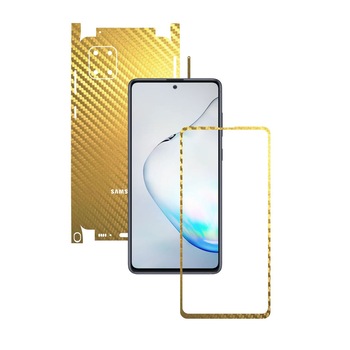 Folie Protectie Carbon Skinz pentru Samsung Galaxy Note10 Lite - Carbon Auriu 360 Cut, Skin Adeziv Full Body Cover pentru Rama Ecran, Carcasa Spate si Laterale