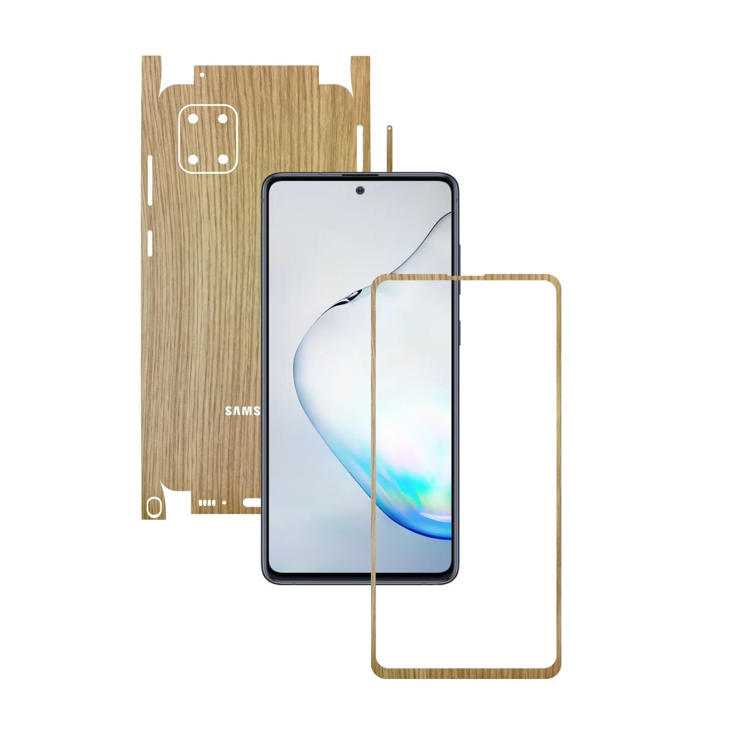 Folie Protectie Carbon Skinz pentru Samsung Galaxy Note10 Lite - Lemn Stejar 360 Cut, Skin Adeziv Full Body Cover pentru Rama Ecran, Carcasa Spate si Laterale
