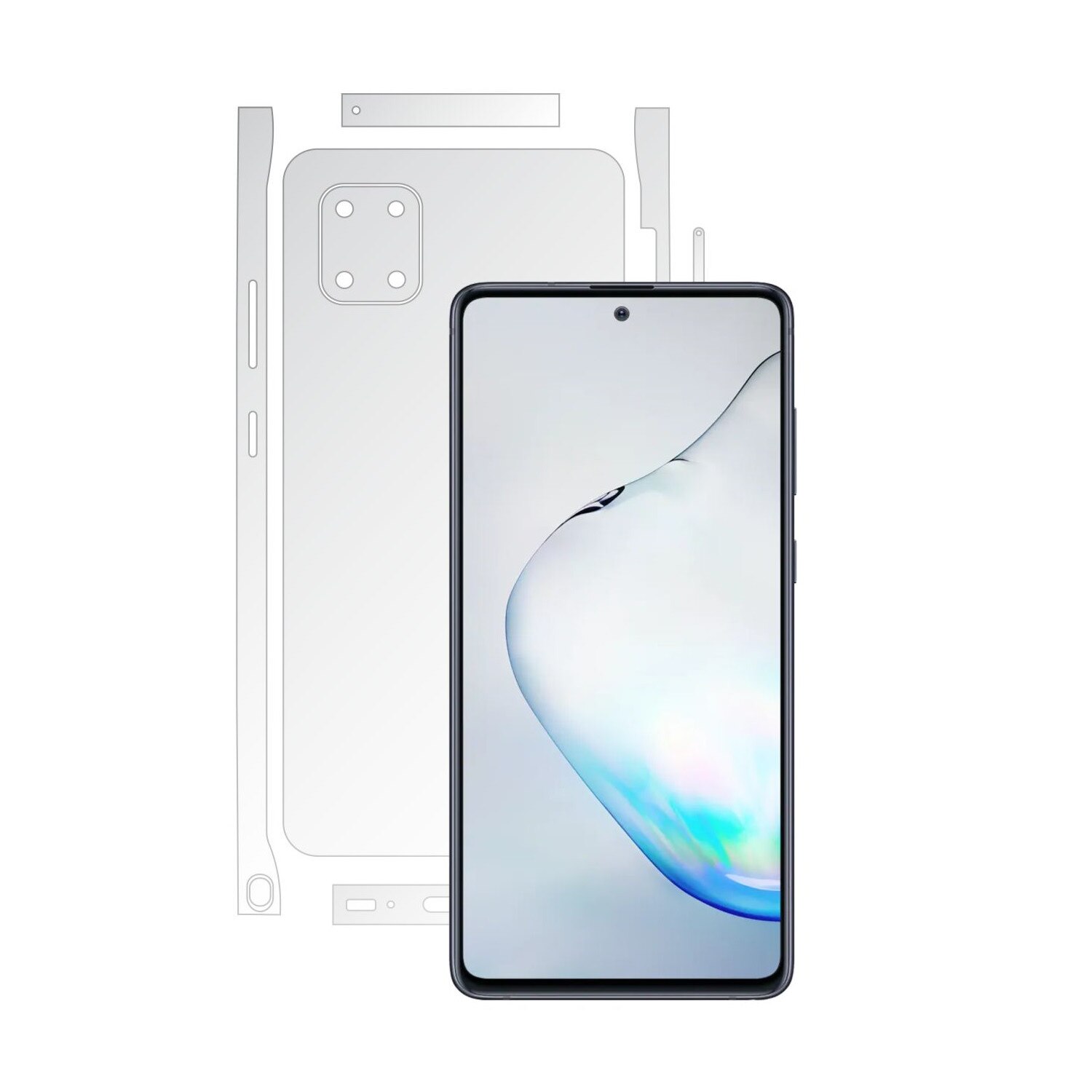 Folie Protectie Spate Invisible Skinz HD pentru Samsung Galaxy Note10 Lite - Folie Siliconica Ultra-Clear cu taiere Split Cut pentru Carcasa Spate si Laterale, Skin Adeziv Transparent