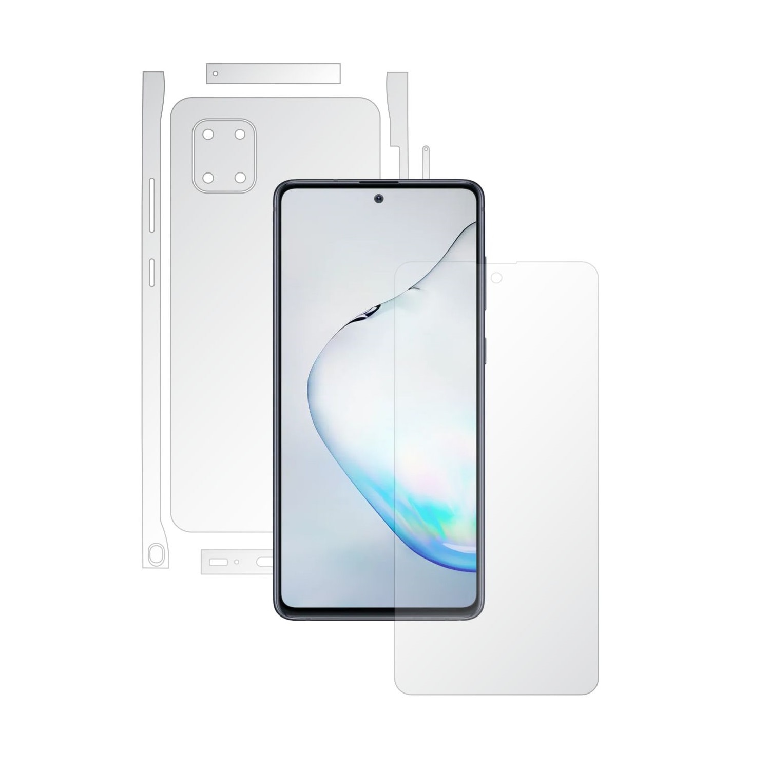 Folie Full Body Invisible Skinz UHD AutoRegeneranta pentru Samsung Galaxy Note10 Lite - Folie Protectie Siliconica Ultra-Clear cu taiere Split Cut pentru Ecran, Carcasa Spate si Laterale, Skin Adeziv Transparent