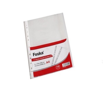 Folie protectie documente A4 80 microni Foska transparent 50 buc/set Folie protectie documente A4 80 microni Foska transparent 50 buc/set
