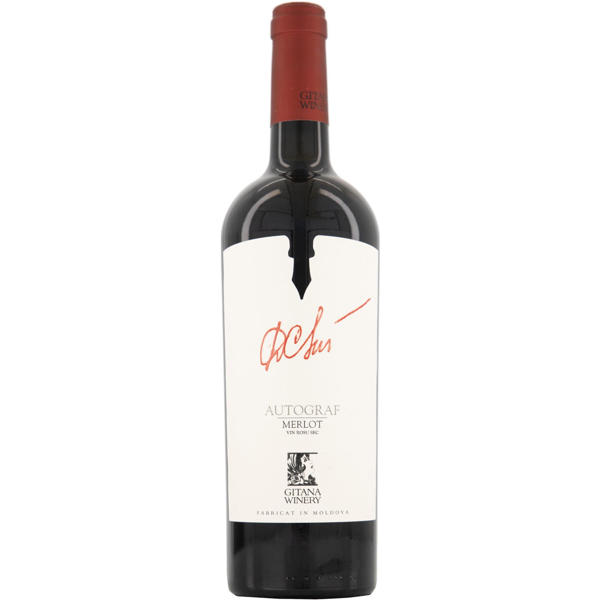 Vin Rosu Gitana Autograf Merlot, Sec, 0.75l