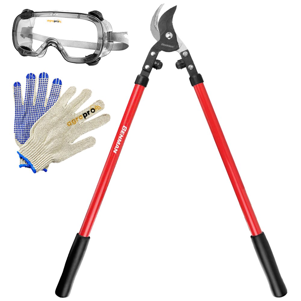 Set Foarfeca tip Bypass, profesionala, BENMAN, 77002, otel SK5, diametru taiere 40 mm, lungime 700 mm, set protectie AgroPro