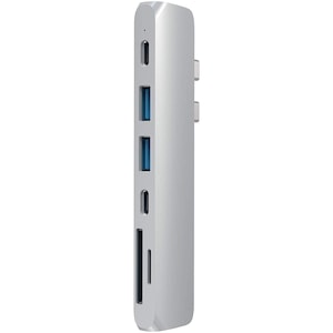 Docking Satech PRO Hub Type-C, HDMI 4K, PassThroughCharging, 2x USB 3.0, 2xSD, ThunderBolt 3, Argintiu