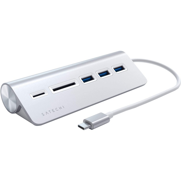Адаптер хъб USB-C Satechi desktop 3x USB 3.0, MicroSD, Silver