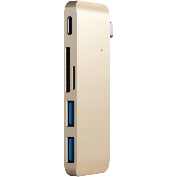 Докинг станция Satechi Aluminum TYPE-C Passthrough, Gold