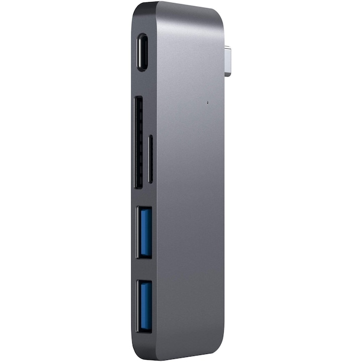 Satechi Aluminium Type-C Passthrough USB Hub, 3x USB 3.0, MicroSD, Űrszürke