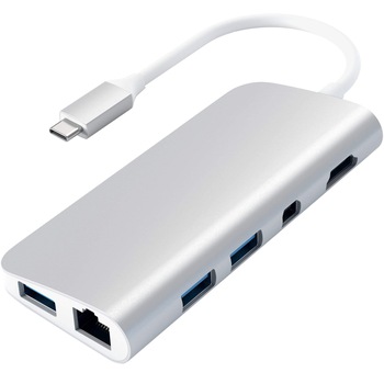 Docking station Satechi Aluminum TYPE-C Multimedia, HDMI 4K, Ethernet, Silver Docking station Satechi Aluminum TYPE-C Multimedia, HDMI 4K, Ethernet, Silver