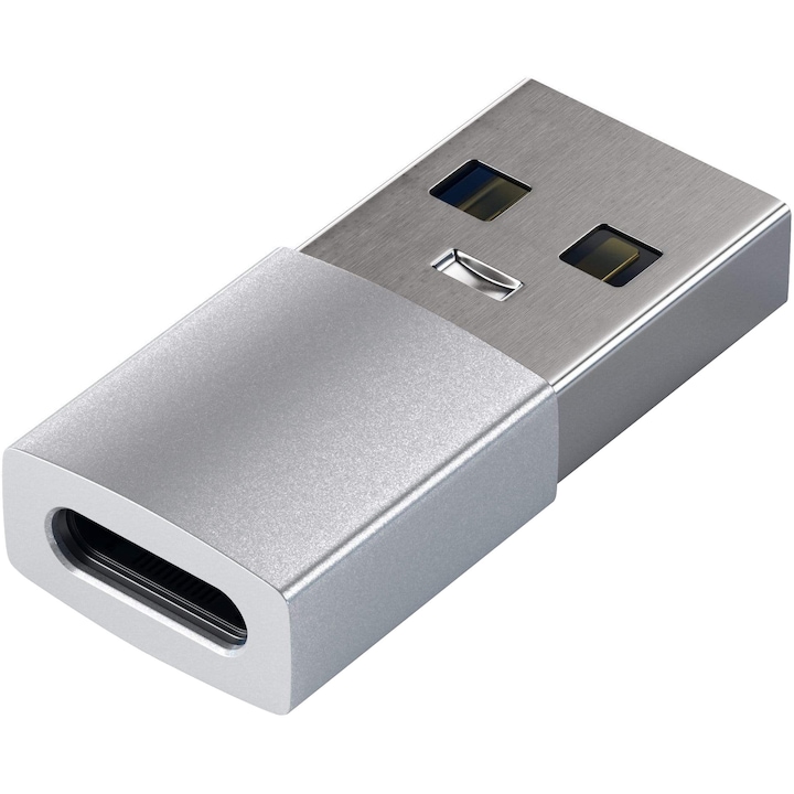 Adaptor Satechi din aluminiu USB-A la USB-C, Argintiu
