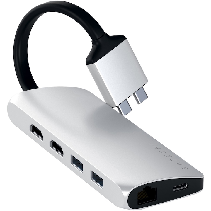 Адаптер USB-C Satechi Dual Multimedia, Silver