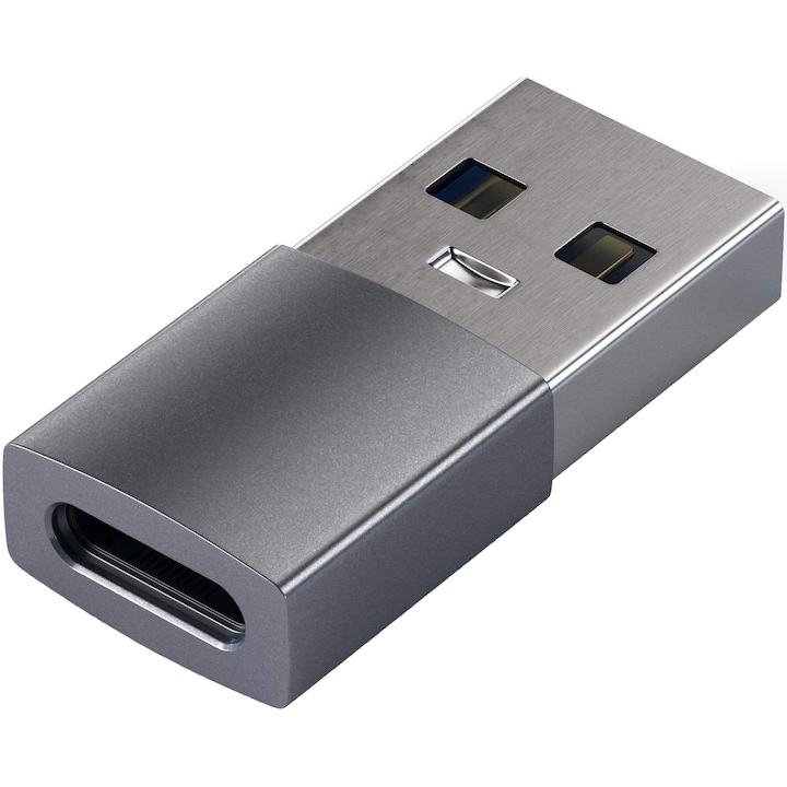 Adaptor Satechi din aluminiu USB-A la USB-C, Gri spatial