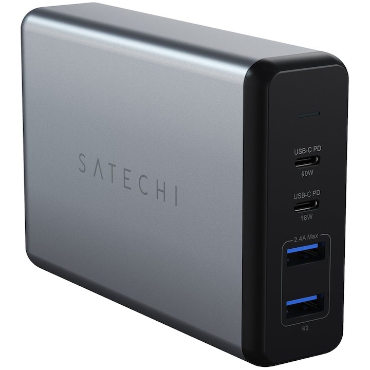 Satechi 108W TYPE-C MultiPort útazó töltő (1x USB-C PD,2x USB3.0,1xQualcomm 3.0), Asztroszürke