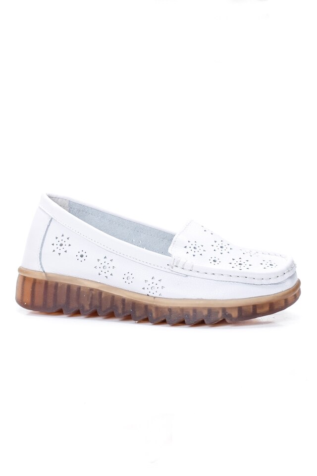 Pantofi perforati cu model si talpa deosebita,D&J Exclussive, Alb