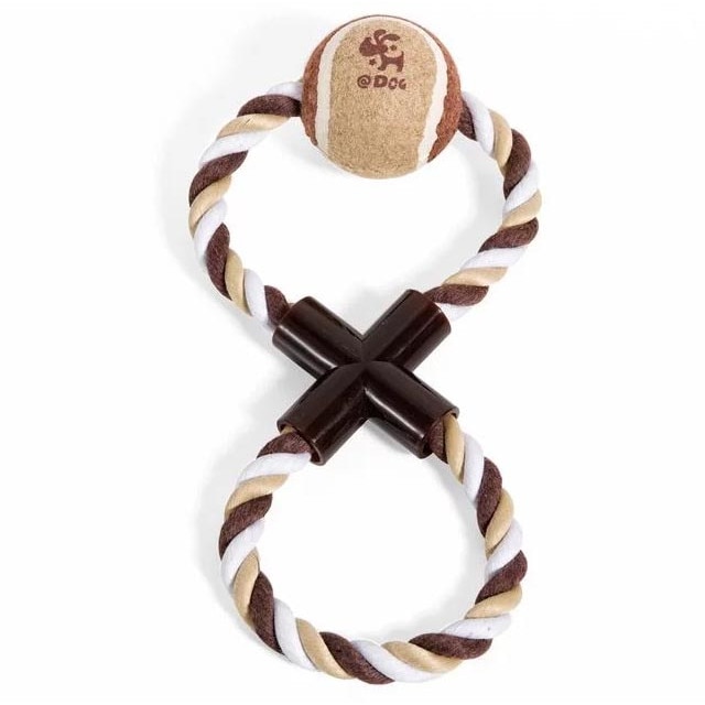 Jucarie pentru caini, Felis, Model franghie cu minge, 24 cm, Bumbac, Multicolor