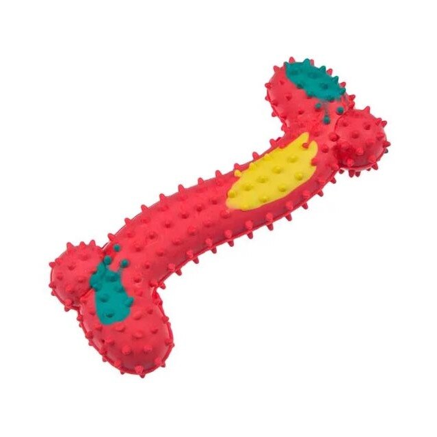 Jucarie pentru caini, Felis, Model os, 11 cm, Rosu