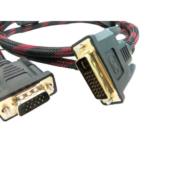 Кабел Wireman DVI-VGA, позлатен, с ферит, 5 метра