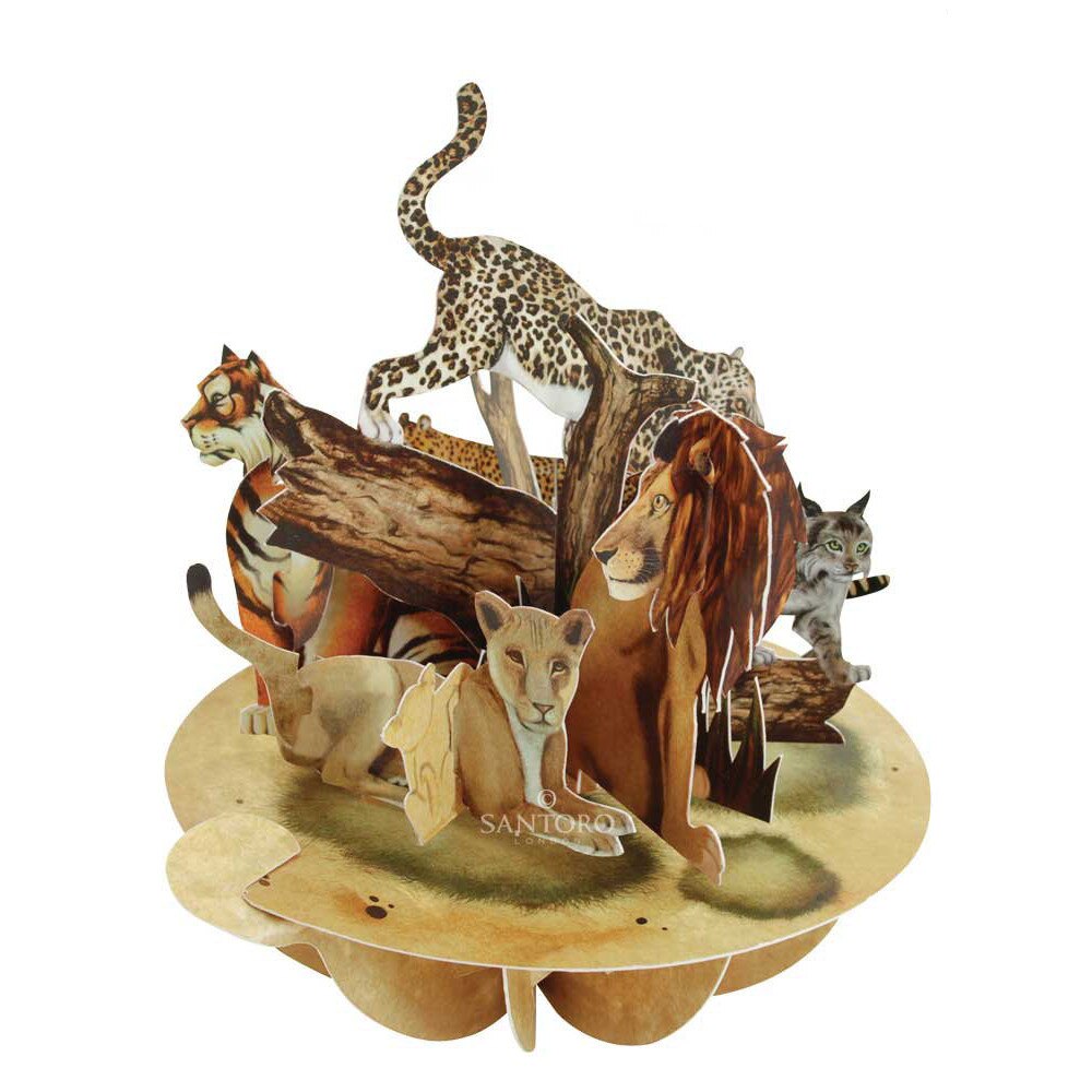 Felicitare 3D Santoro Piruettes - The Big Cats