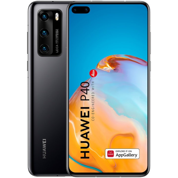 Telefon mobil Huawei P40, Dual SIM, 128GB, 8GB RAM, 5G, Black