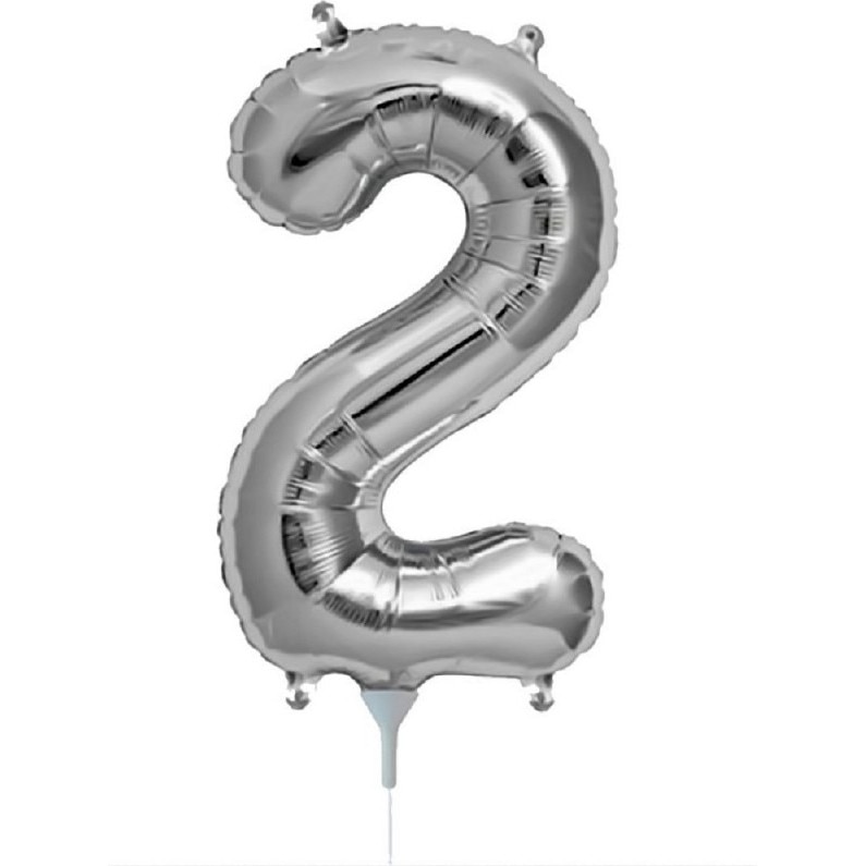 Balon Folie Figurina Argintiu cu Cifra 2 - 42''/106 cm, Qualatex 30404
