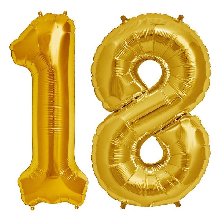 Baloane folie majorat, cifra 18 auriu, 81 cm, It's Party Time