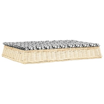 Pat pentru caini cu perna, vidaXL, Rachita, 110 x 75 x 15 cm, Maro Pat pentru caini cu perna, vidaXL, Rachita, 110 x 75 x 15 cm, Maro
