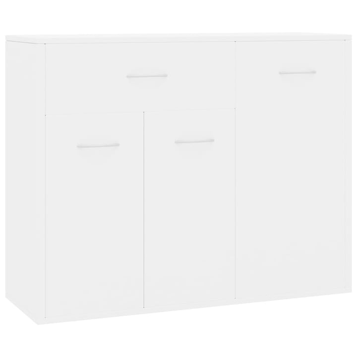 vidaXL magasfényű fehér forgácslap tálalószekrény 1 nagy fiókkal és 3 ajtóval, 88 x 30 x 70 cm