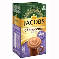 Cafea solubila Jacobs Cappuccino Milka, 8 plicuri, 18 gr.