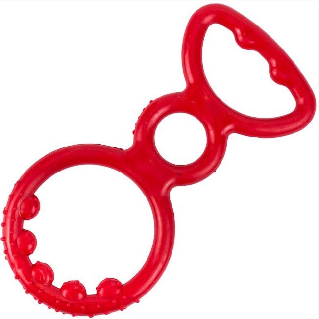 Jucarie pentru caini Felis, Model cercuri, 16 cm, Cauciuc, Rosu