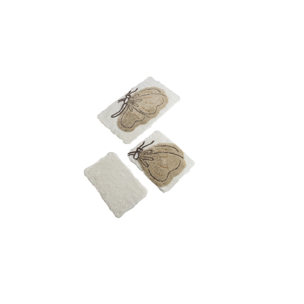 Set 3 covorase baie 60x100cm, 50x60 cm, 40x60 cm, Alessia Home, Koza Ecru