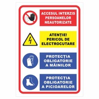 indicator autocolant - acces interzis persoanelor neautorizate pericol electric protectia mainilor si picioarelor 15x20 cm imagen 4_0_
0