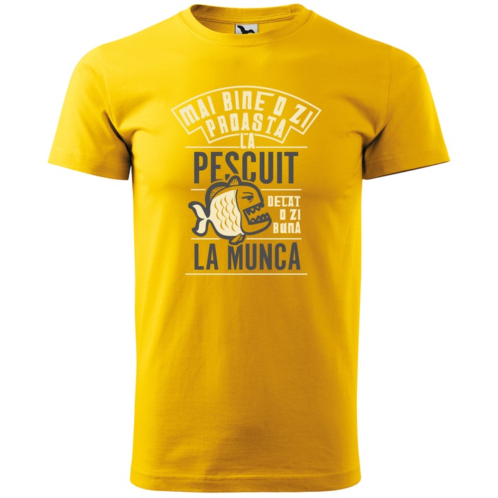 Tricou pescar, Multimagination, o zi proasta la pescuit, barbati, galben, XS