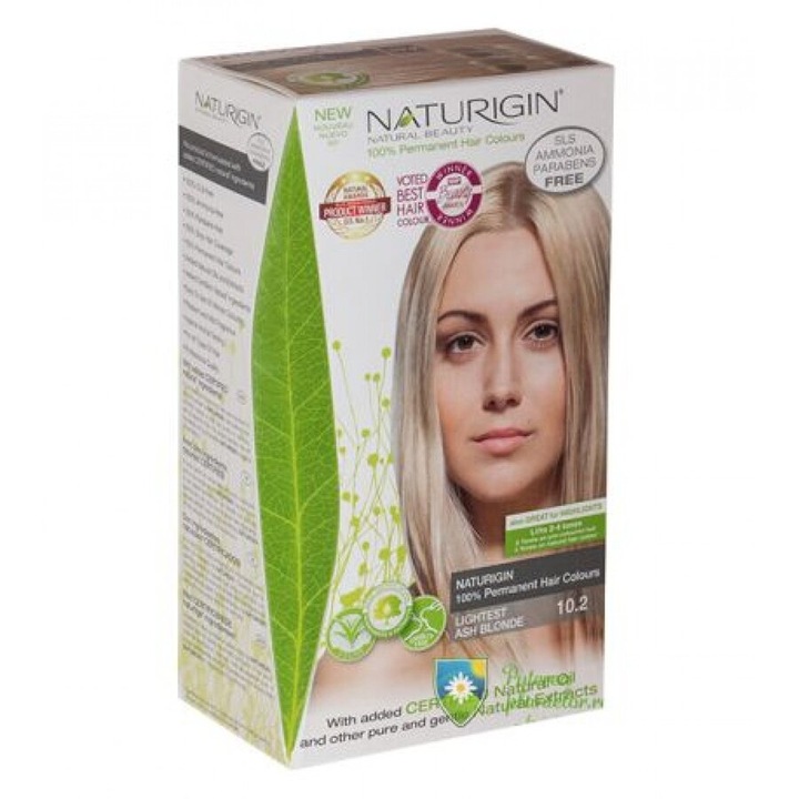 Vopsea de par fara amoniac Naturigin 10.2 Blond cenusiu foarte deschis, kit 115 ml