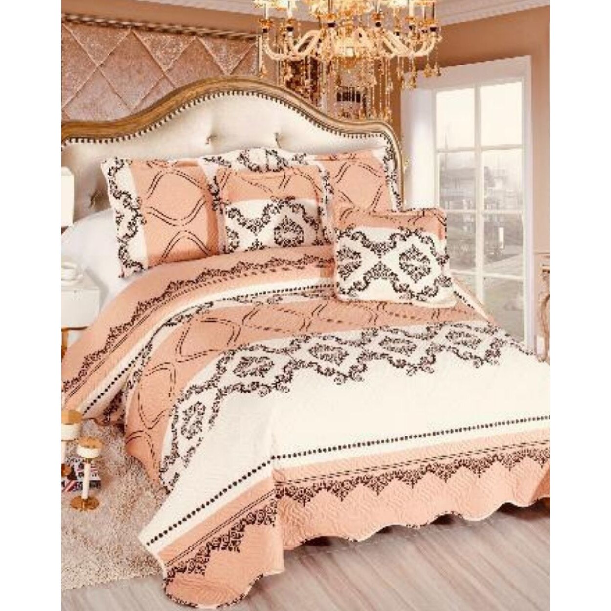 Set Cuvertura de Pat cu 4 Fete de Perna, 5 Piese, Pat 2 persoane, Multicolor, E-S105