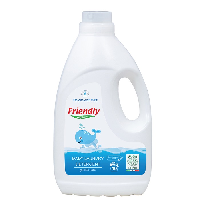 Препарат за пране на бебешки дрехи Friendly Organic, Без аромат, 2л, 40 пранета