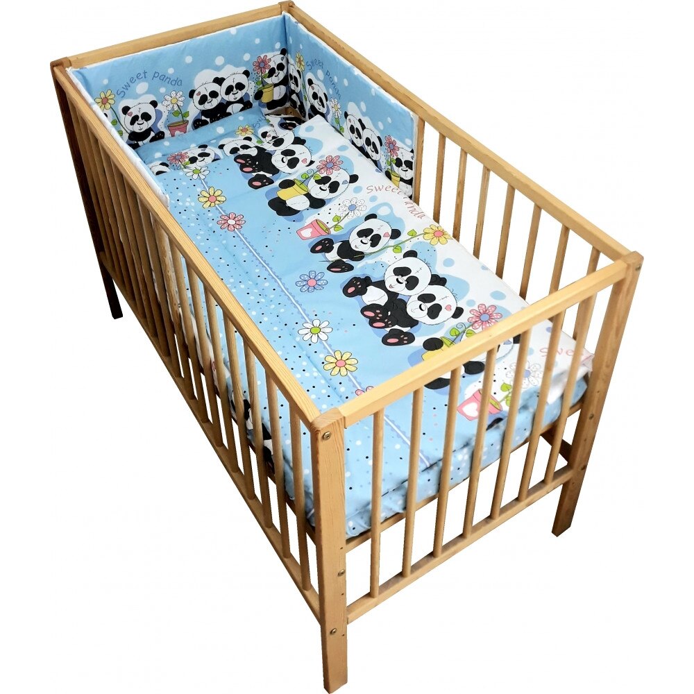 Lenjerie patut Sweet Panda cu 4 piese Blue