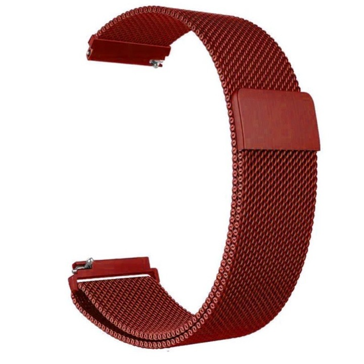 Curea tip Milanese Loop, compatibila Huawei Watch GT4 46mm, GT3 46mm, GT3 Pro 46mm, GT2 46mm, GT 2E, Watch 3, Watch 3 Pro, Samsung Galaxy Watch 3 45mm, Metalic Red