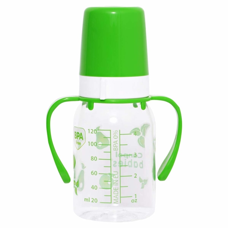 Biberon din polipropilena cu tetina din silicon 120 ml Canpol Babies 11/821V, Verde 3+ luni