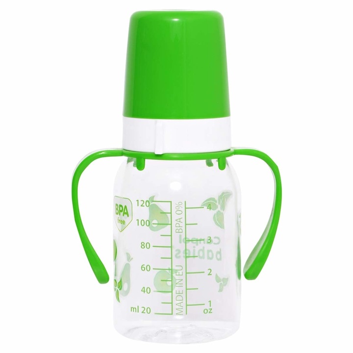 Polipropilén flakon szilikon cumival 120 ml Canpol Babies 11/821V, zöld 3+ hónapos