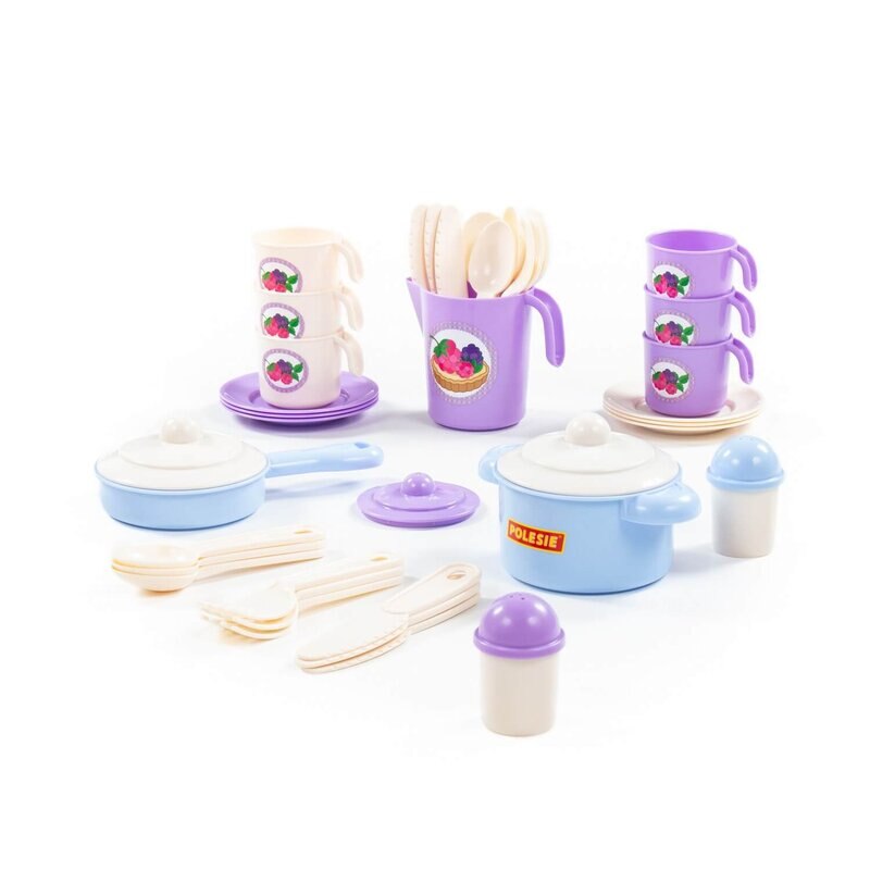 Set Ustensile bucatarie,Polesie, 38 piese, Furculite,Linguri, cratita,oala, 3 ani +