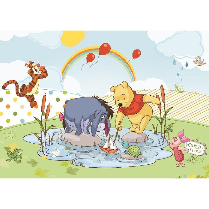 Fototapet copii Winnie the Pooh, hartie, semilavabil, pe suport de hartie, cu adeziv inclus Dimensiune 368 cm x 254 cm