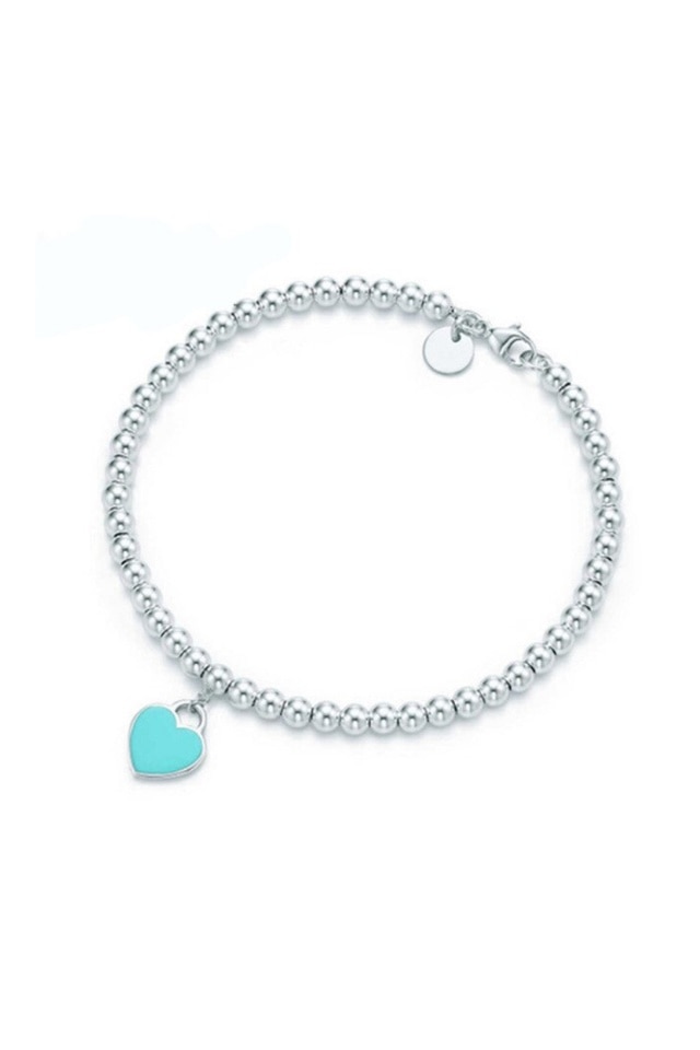 Bratara Love cu pandantiv din argint 925 in forma de inima turcoaz, 17 cm