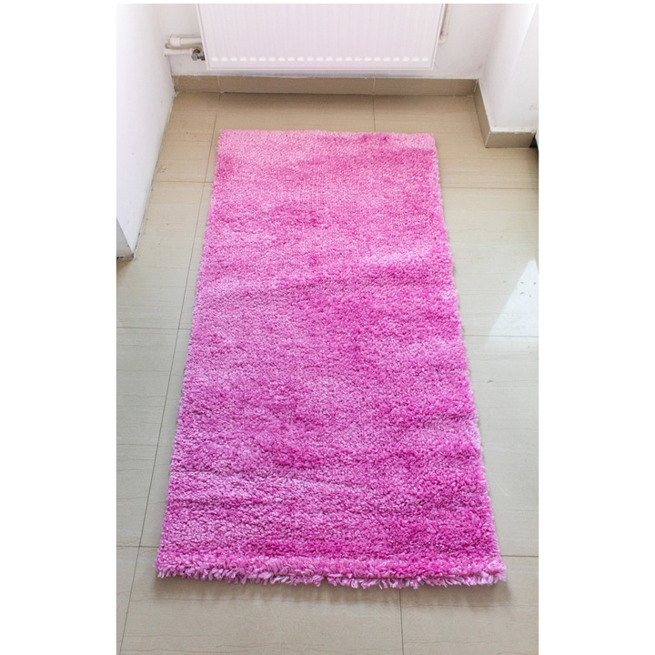 Килим с дълга нишка Shaggy 1800, 65Х120см, 100% мек полипропилен, грамаж 1700гр/м2, височина на нишката 3 см, тип уни, цвят Розов