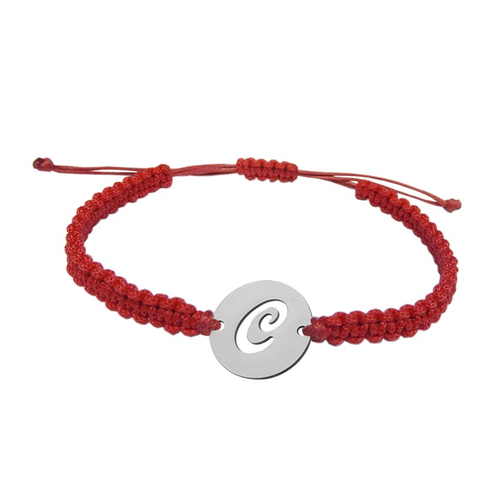 Karkötő, Kézzel Fonott, C betű Ezüst medál