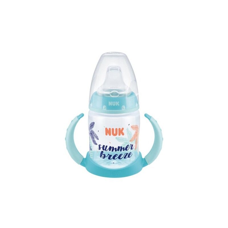 Biberon cu cioc si manere 150 ml Nuk First Choice Beach 215272A, Albastru 6-18 luni