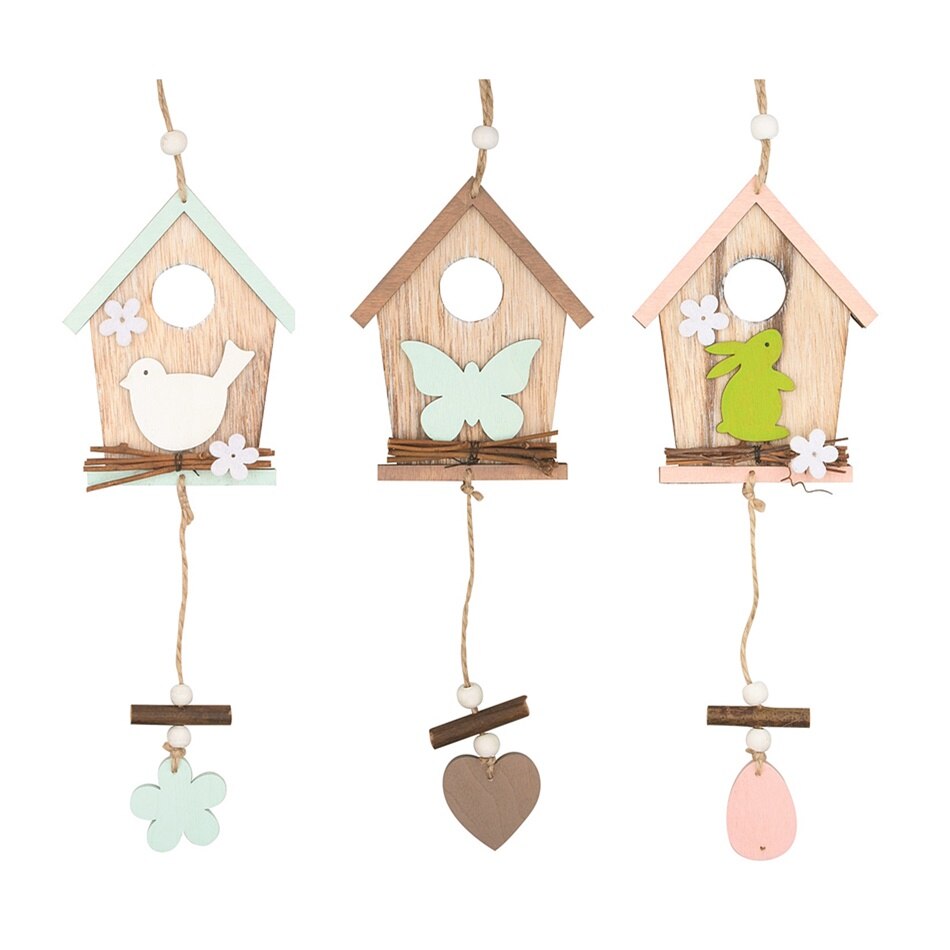 Set 3 casute din lemn, atarnabile - 27 cm