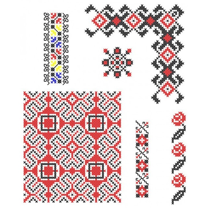 Tábla számítógépes hímzőprogramokkal, D CUSUT, népszerű román motívumok, VB023, CD/DVD támogatással
