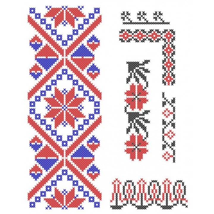 Tábla számítógépes hímzőprogramokkal, D CUSUT, népszerű román motívumok, VB022, CD/DVD támogatással