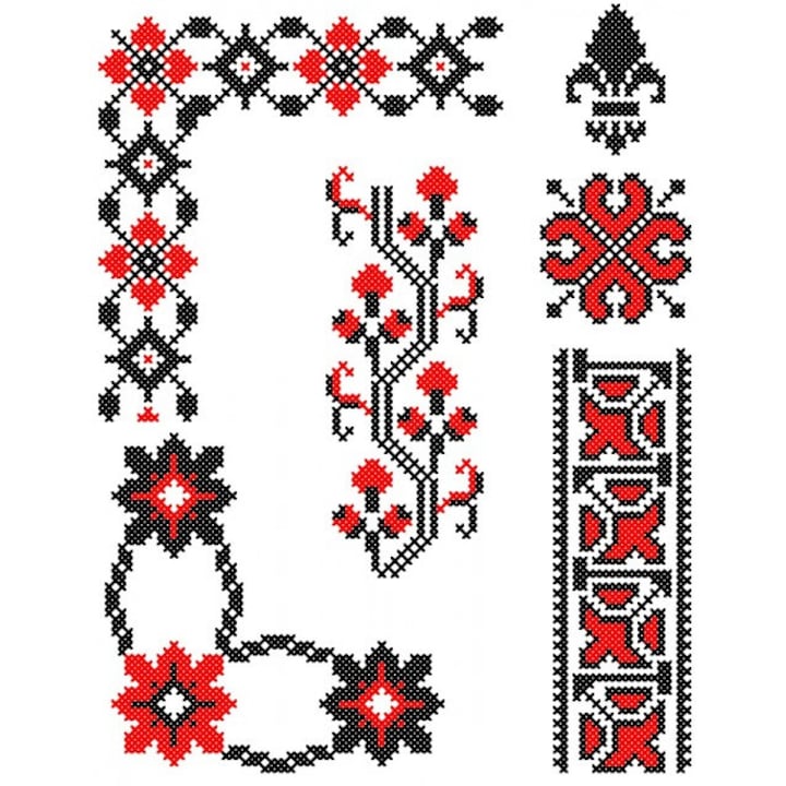 Tábla számítógépes hímzőprogramokkal, D CUSUT, népszerű román motívumok, VB025, CD/DVD támogatással